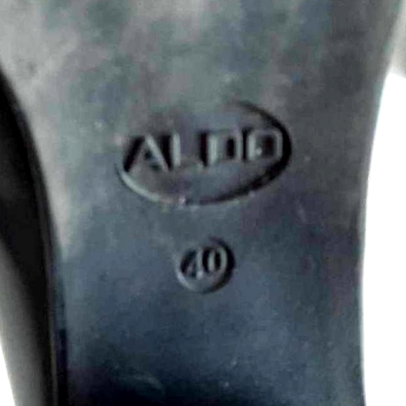 ALDO Black Leather Square Toe Heeled Loafers Size 40/10 - Picture 8 of 9
